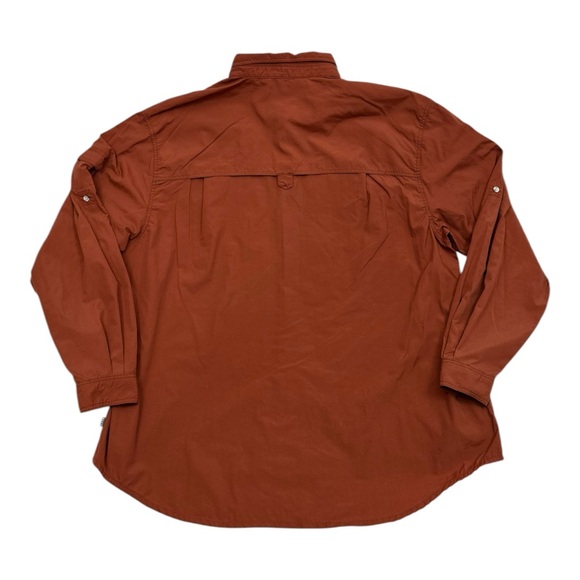 REI Mens Button Up Shirt Vented Roll Up Sleeve Size XXL Fishing UPF 50 Orange - Picture 4 of 4